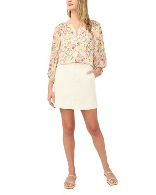 Pleated Blouson Sleeve Blouse