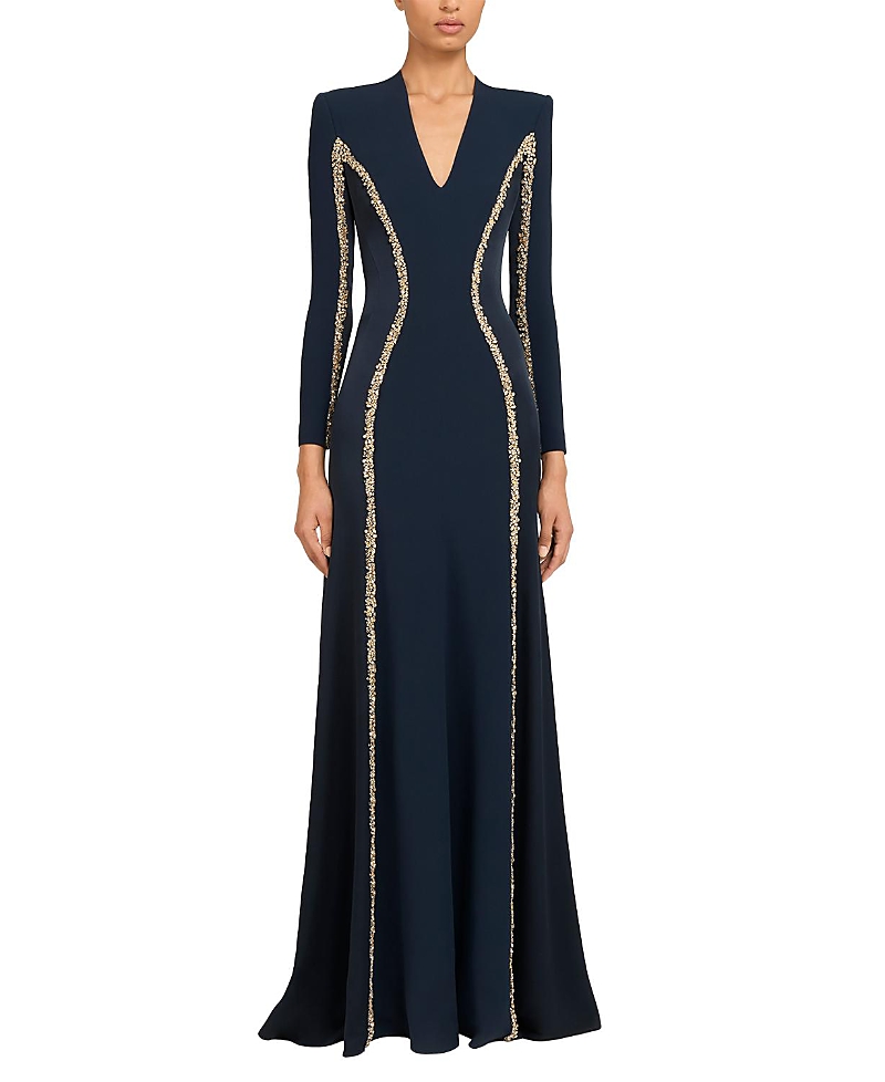 Jenny Packham Ghost orchid Embellished Long-Sleeve Maxi Dress