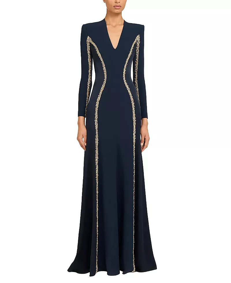 Jenny Packham Ghost orchid Embellished Long-Sleeve Maxi Dress