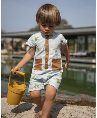 Boys' Linen Palm Tree Pocket Baby Romper - Baby, Little Kid