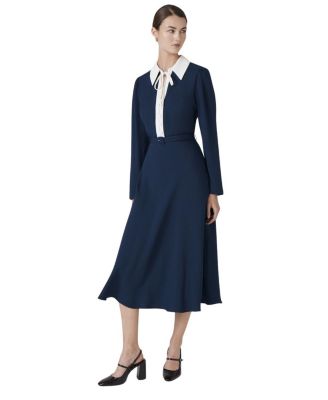 Lillian Crepe Collared Neck Midi Dress