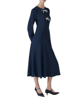 Cora Crepe Tie Front Midi Dress