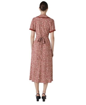 Taylor Floral Crepe Midi Tea Dress