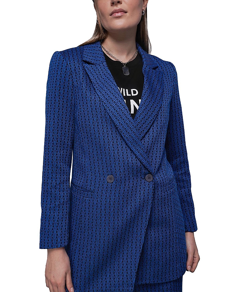 Wildfang The Empower Jacquard Double Breasted Blazer In Blue