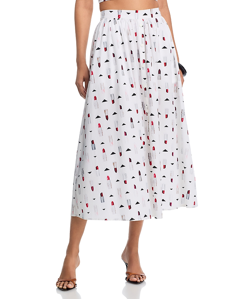 L'Agence Seina Printed Midi Skirt