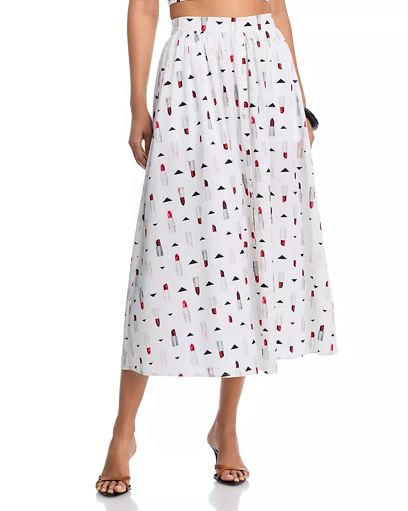 L'Agence Seina Printed Midi Skirt