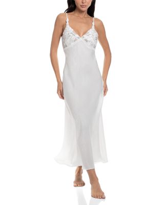 Lace Embellished Shimmer Satin Nightgown