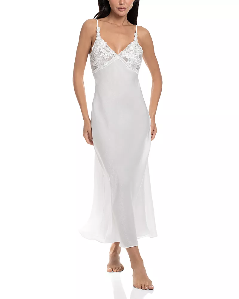 In Bloom by Jonquil Lace Embellished Shimmer Satin Nightgown