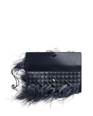 Andiamo Intrecciato Ostrich Feather Clutch
