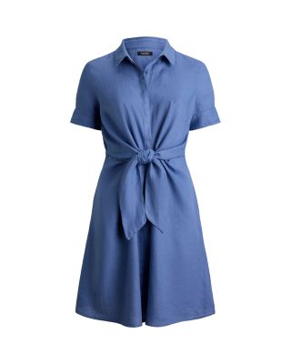 Tie Front Linen Shirt Dress