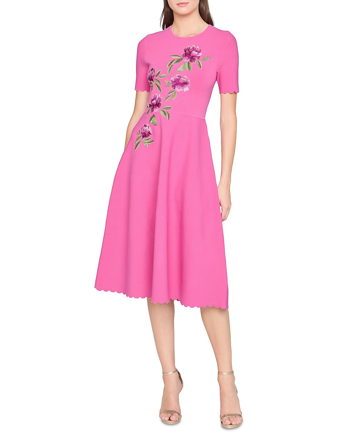 Theia Petunia Knit Midi Dress
