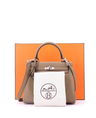 Kelly 25 Handbag Brown Swift with Palladium Hardware