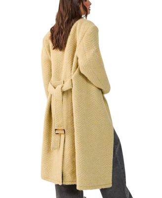 Double Breasted Brushed Herringbone Coat