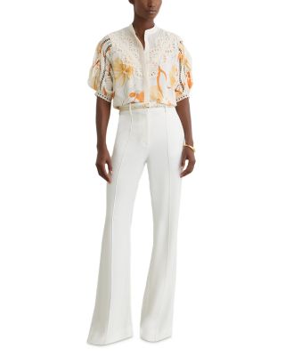 Eyelet Lace Trim Blouse