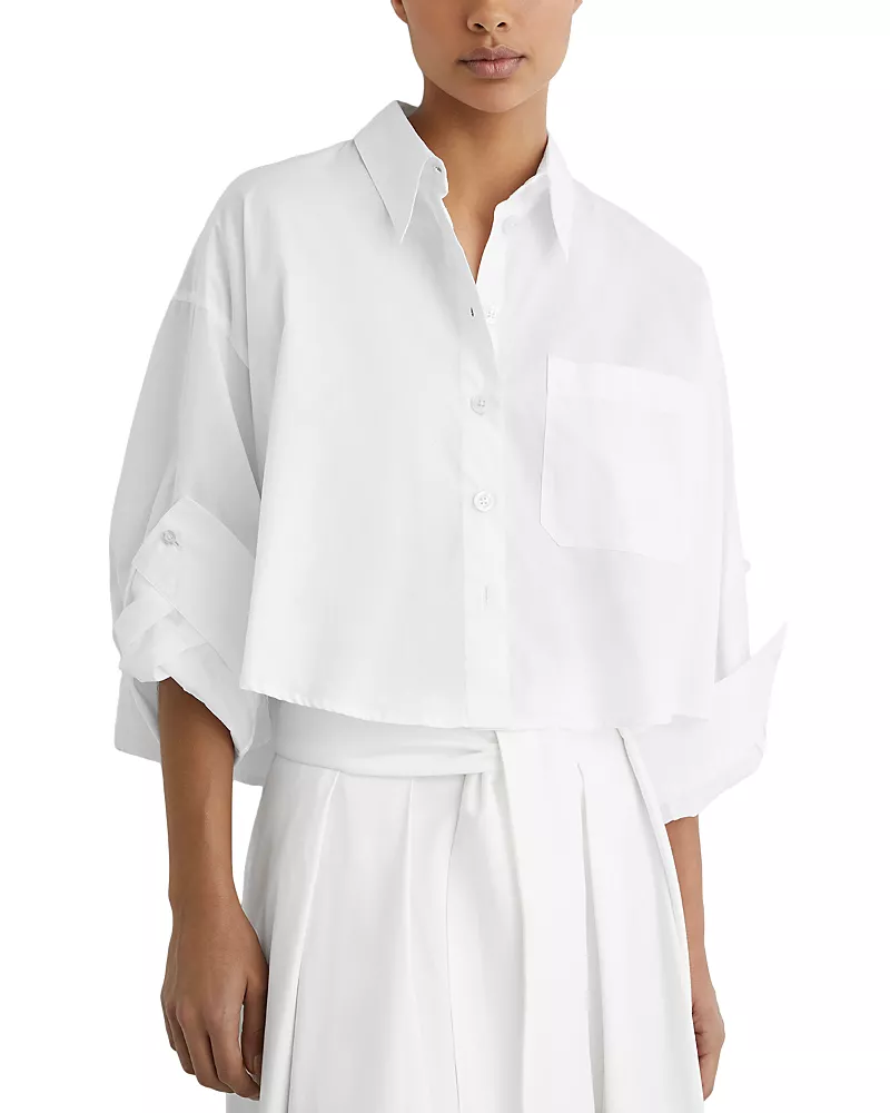 Reiss Solenge Cotton Cropped Shirt