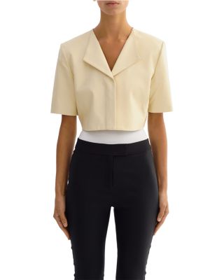 Collarless Leather Jacket