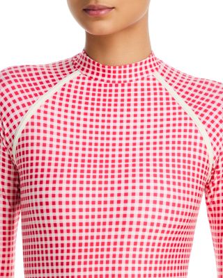 Gingham Long Sleeve One Piece Swimsuit  - Exclusive