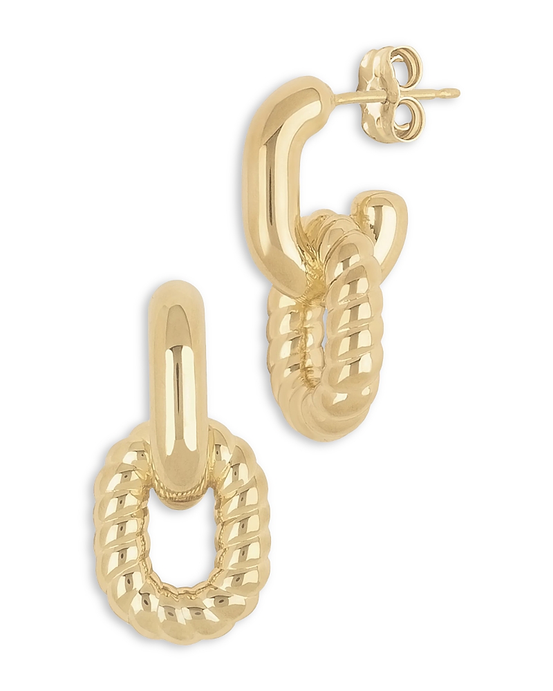 Bloomingdale's Fine Collection Polished & Twisted Double Link Drop Earrings in 14K Yellow Gold