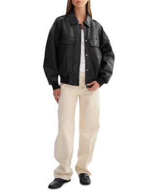 Trevanna Leather Bomber Jacket