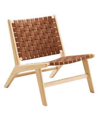 Saoirse Leather Wood Accent Lounge Chair