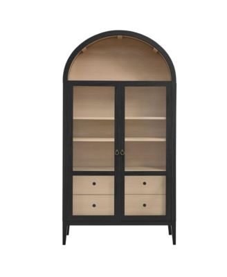 Nolan 74" Tall Wide Arched Storage Display Cabinet
