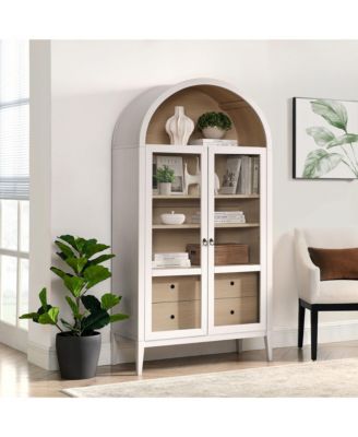 Nolan 74" Tall Wide Arched Storage Display Cabinet
