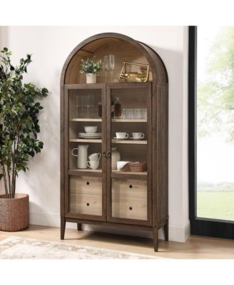 Nolan 74" Tall Wide Arched Storage Display Cabinet