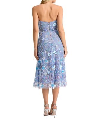 Francine Sweetheart Strapless Floral Midi Dress