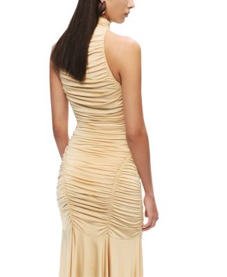  Ruched Halter Midi Dress