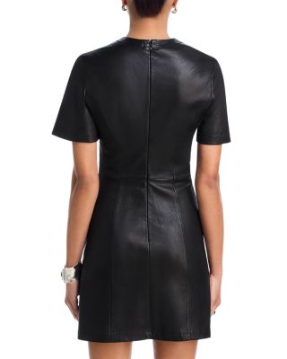 Short Leather Gathered Dress