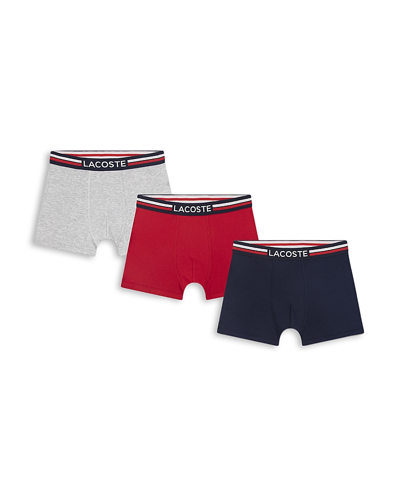 Lacoste Boys' Flag Waistband Boxer Briefs, 3 Pack - Big Kid