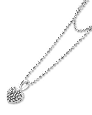Sterling Silver Caviar Beaded Heart Pendant Necklace, 32"