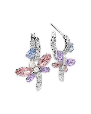 Ariana Grande x Swarovski Crystal, Cubic Zirconia & Imitation Pearl Dragonfly Charm Hoop Earrings