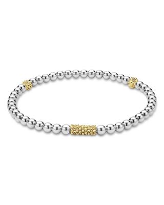 Sterling Silver & 18K Yellow Gold Caviar Icon Stretch Bracelet