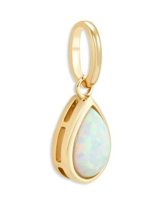 14K Yellow Gold Lab Created Opal Pendant