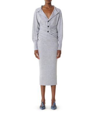 Draped Midi Skirt in Wool