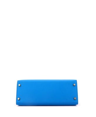 Kelly 28 Handbag Blue Madame with Gold Hardware
