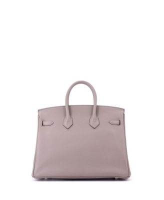 Birkin 25 Handbag Grey Novillo with Palladium Hardware