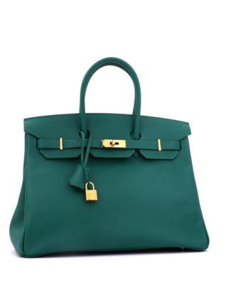 Birkin 35 Handbag Green Epsom with Gold Hardware