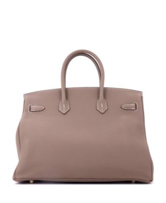 Birkin 35 Handbag Grey Togo with Gold Hardware