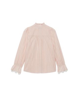  Women's Striped Broderie Trim Blouse