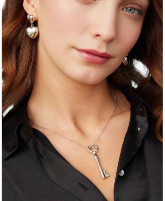Sterling Silver Key To My Heart Pendant Necklace