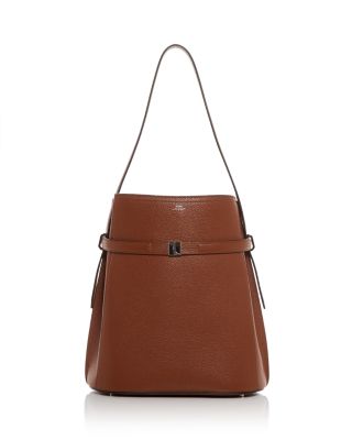 Belted Leather Bucket Bag