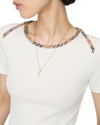 Check Trim Stretch Cotton Tee