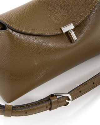 T-Lock Smooth-Leather Convertible Clutch in Ash