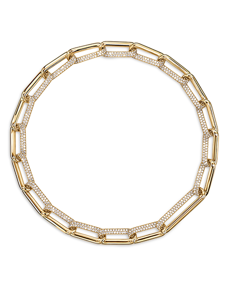 Hearts On Fire 18K Yellow Gold Diamond Elongated Link Necklace, 17.25