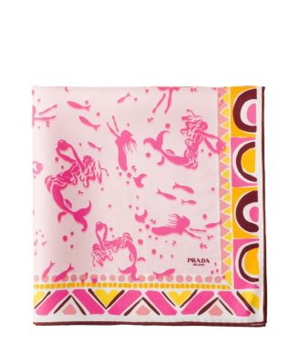  Printed Silk Twill Scarf, 55 X 55 Cm