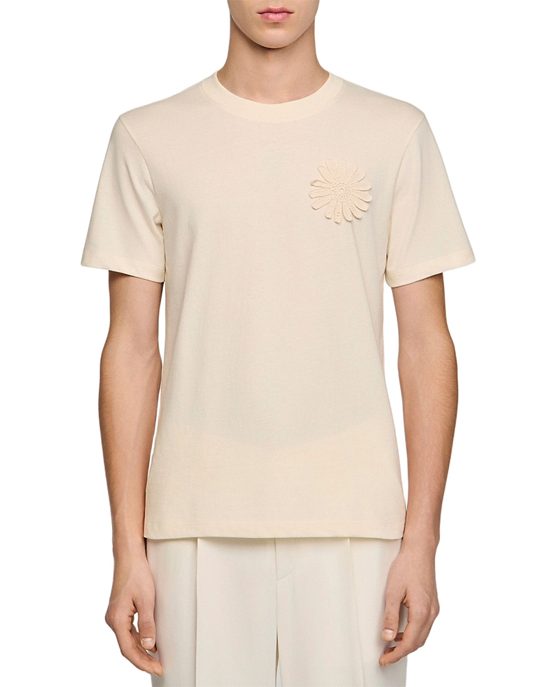 Sandro Cotton Crochet Flower Tee
