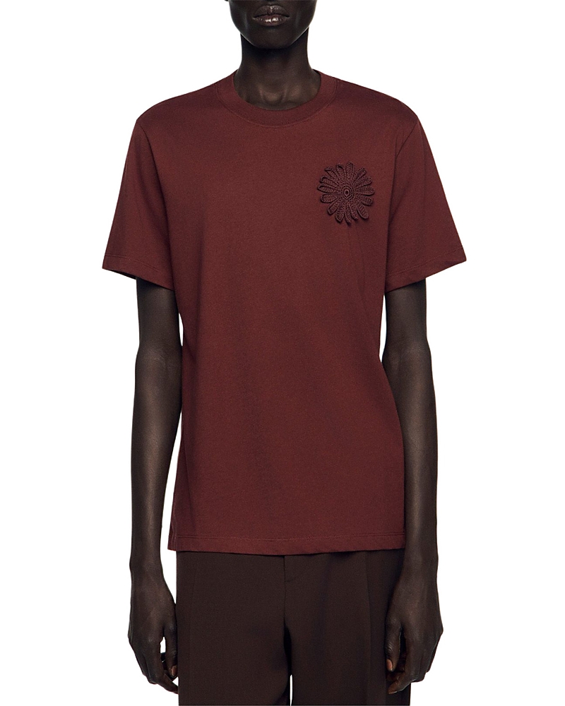 Sandro Cotton Crochet Flower Tee