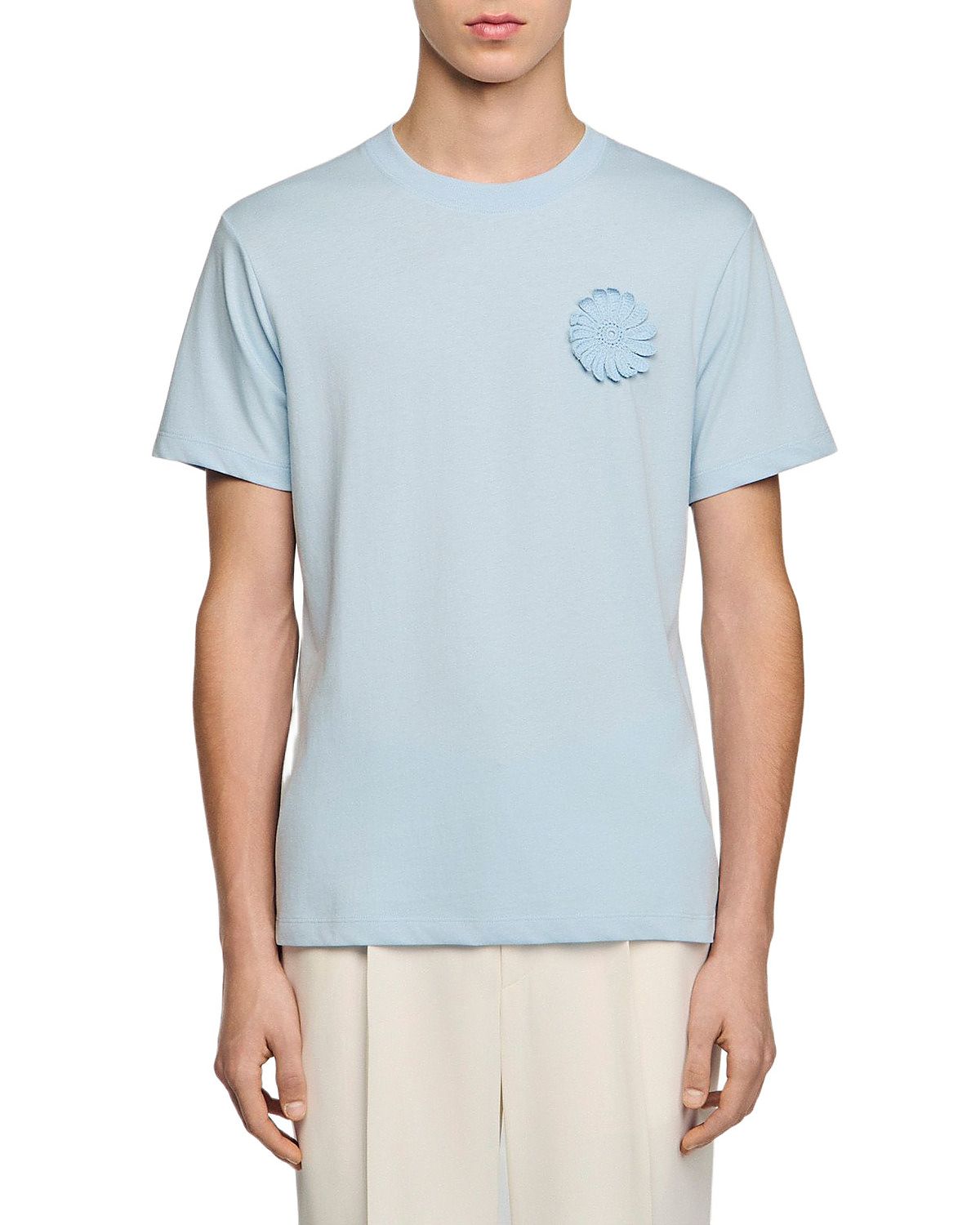 Sandro Cotton Crochet Flower Tee